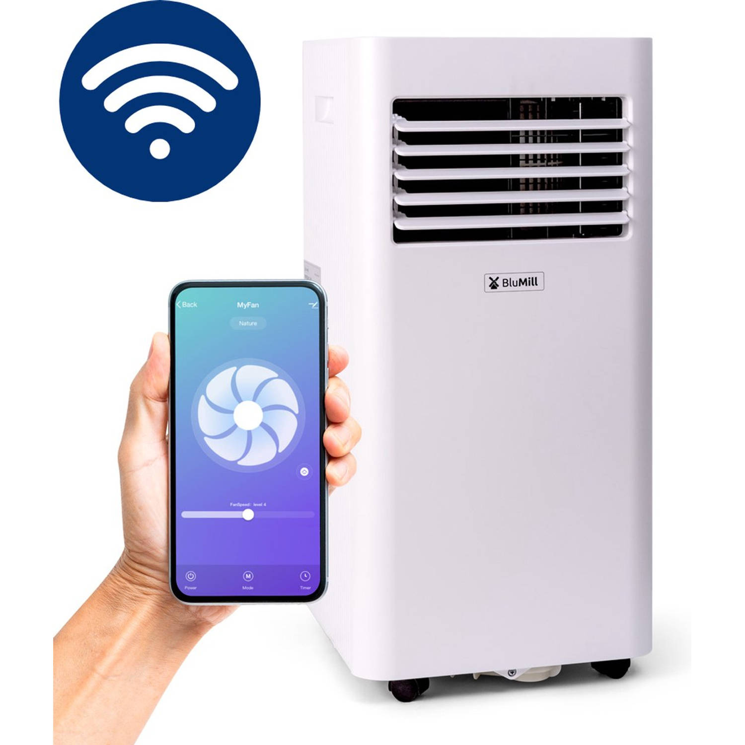 Blumill Smart Wifi Airco Inclusief Wieltjes Airconditioning Ontvochtiging 9000 Btu-h Incl. Raamafdic