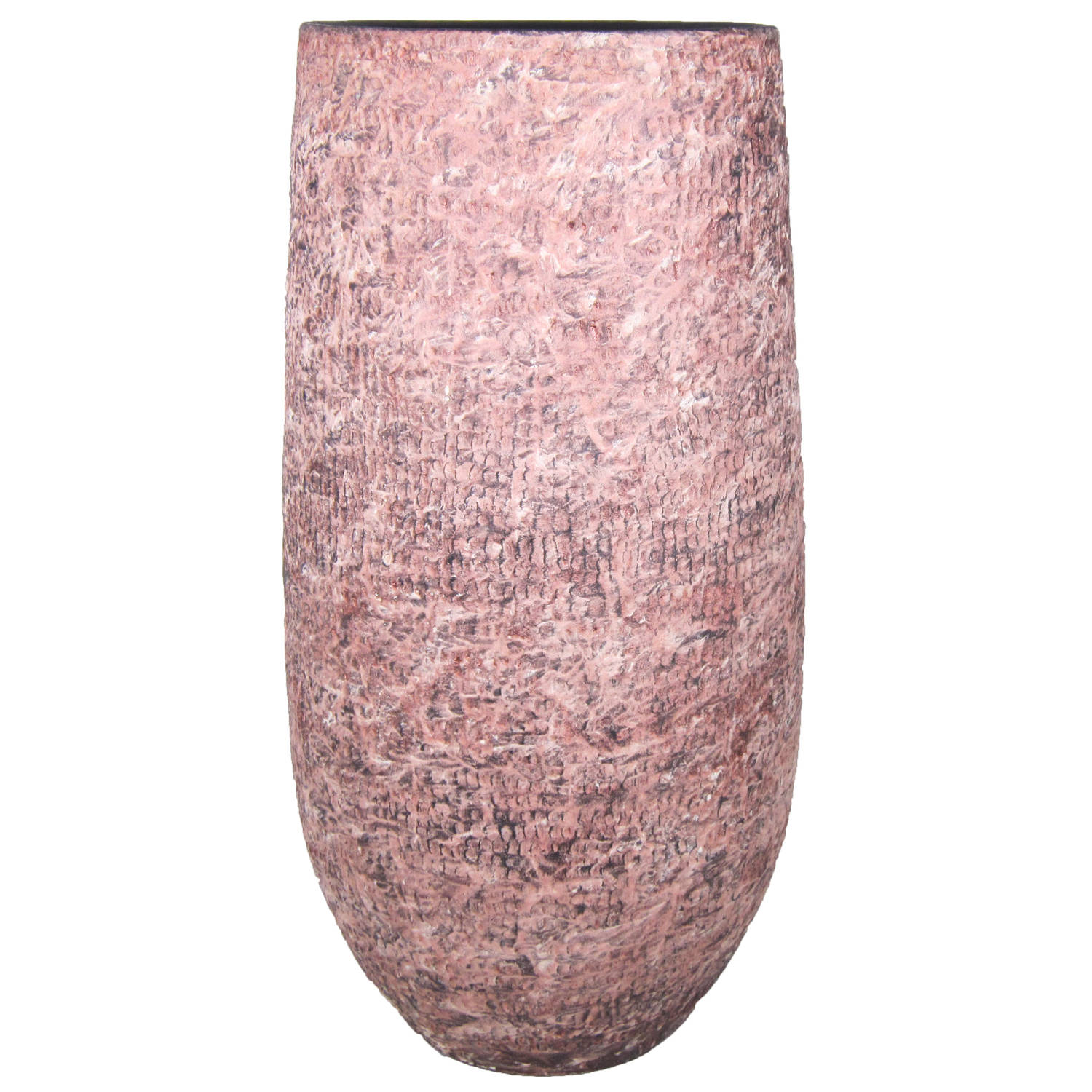 Talloos gebroken Mediaan Vaas of hoge plantenpot van keramiek oud roze motief D19 cm en H35 cm -  Vazen | Blokker