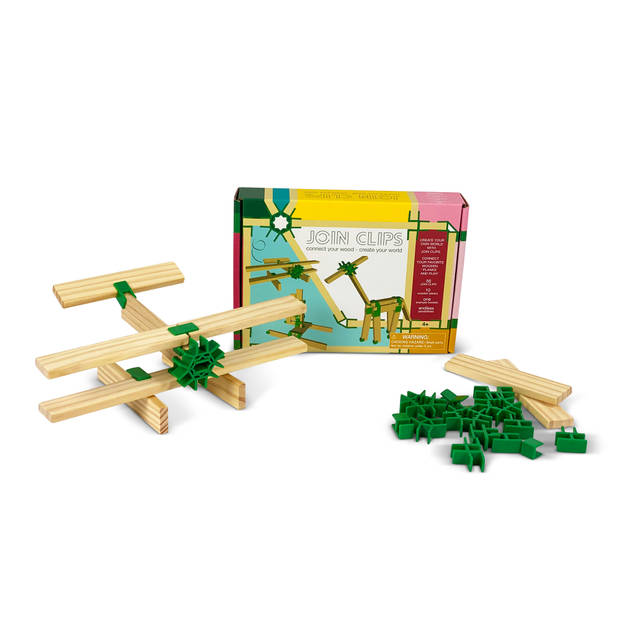 Join Clips mini set houten bouwplankjes 56-10 hout groen/blank