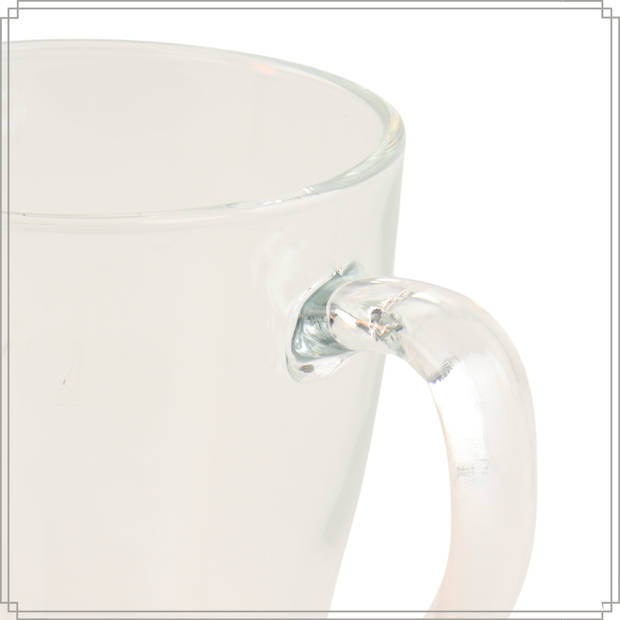 OTIX Theeglazen - met Oor - 6 Stuks - Theetassen - 350ml - Groot - Glas - Cappuccino - Glazen