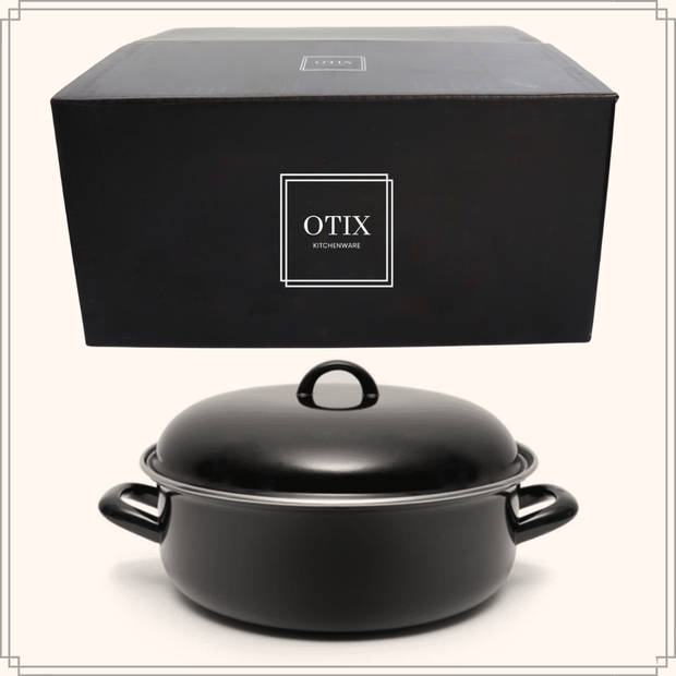 OTIX Braadpan Inductie - Met deksel - Emaille - 6 liter - 28 cm - Alle Warmtebronnen - Staal