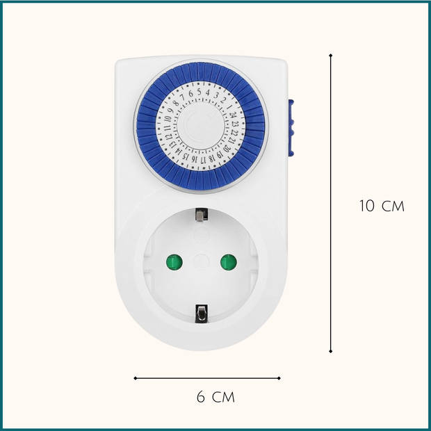 HIXA Tijdschakelaar - Stopcontact - Analoog - Binnen - Handschakelaar - Handmatig - 10 x 7 x 6 cm