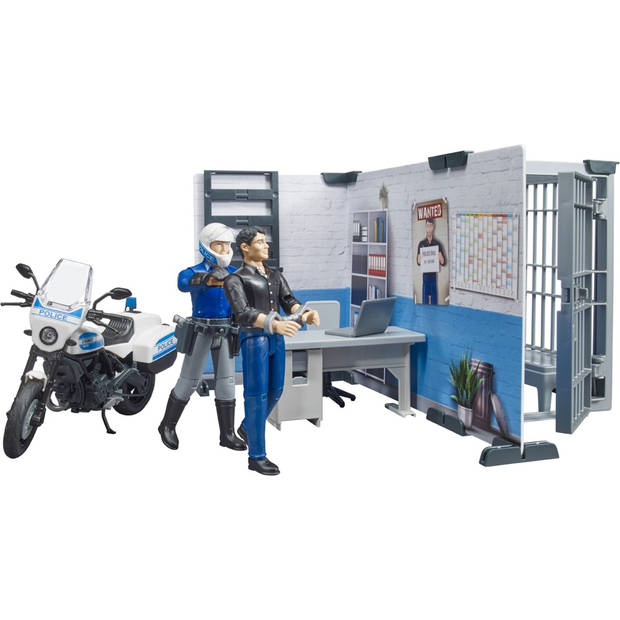 Bruder bworld Politiekantoor, -cel en -motorfiets (62732)