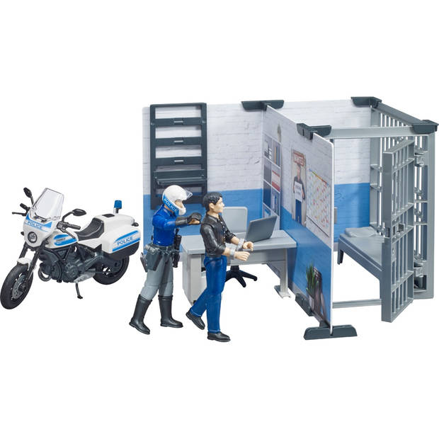 Bruder bworld Politiekantoor, -cel en -motorfiets (62732)