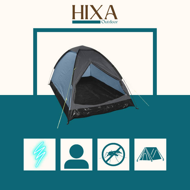 HIXA Tent - 1 Persoons - festivaltent - Blauw - Glow In The Dark - 200x120x100 cm - Polyester