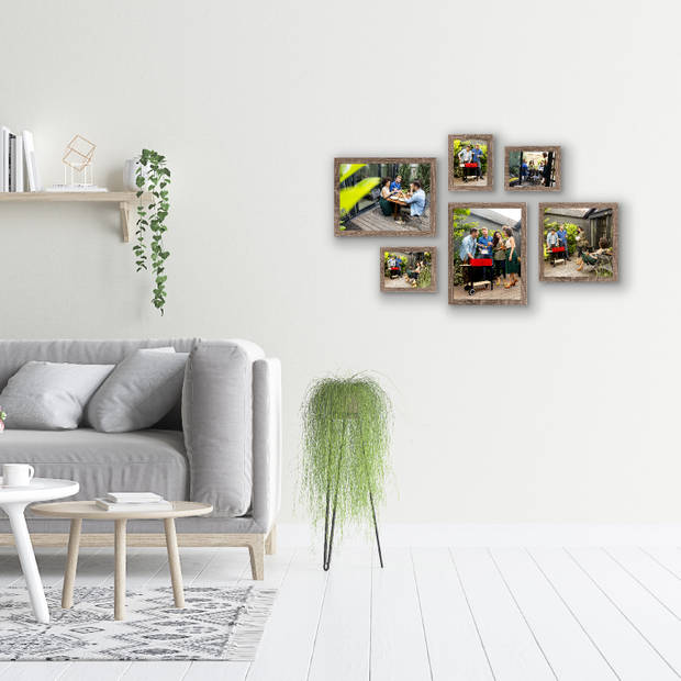 HAES DECO - Collage set 6 houten fotolijsten Paris bruin - SP001905-6