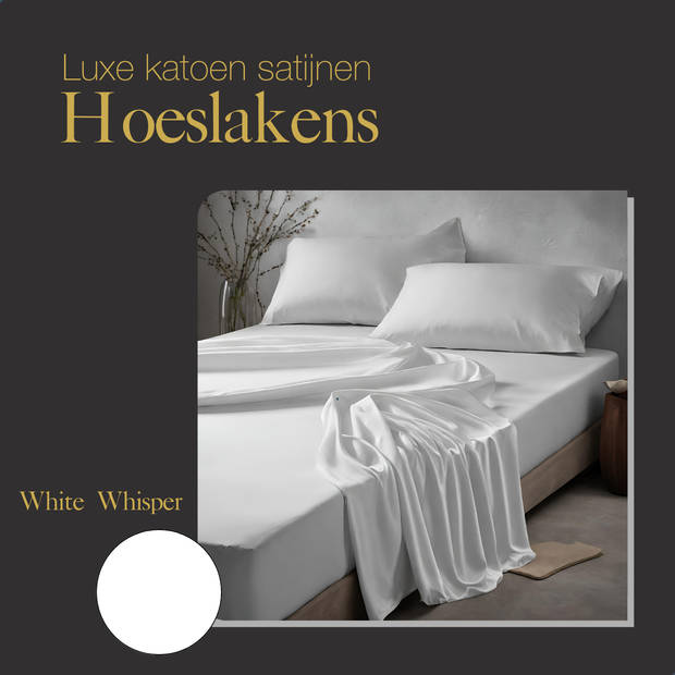 Ten Cate Premium Katoensatijnen Hoeslaken 160x200 - White Whisper