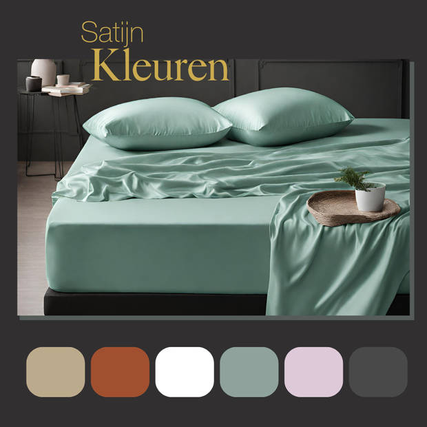 Ten Cate Premium Katoensatijnen Hoeslaken 180x200 - Mineral Mint