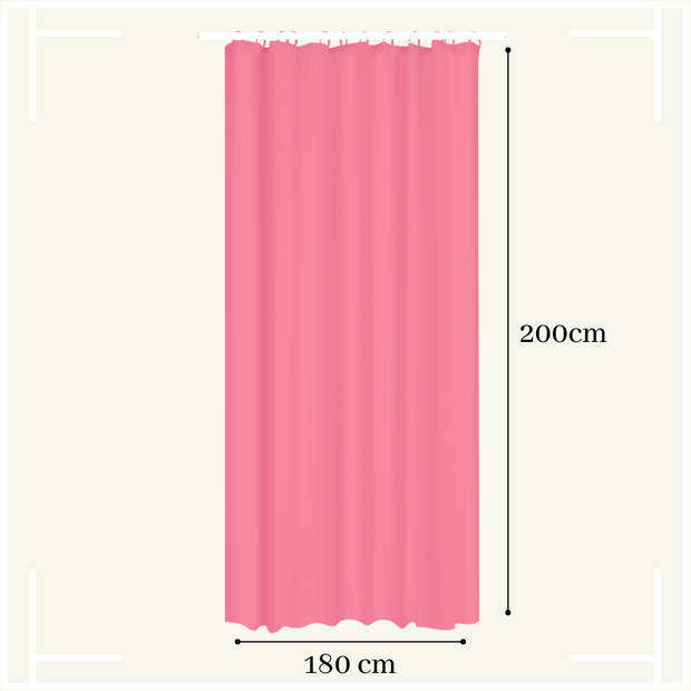 MARBEAUX Roze Douchegordijn - met Ringen - 180x200 cm - Polyester