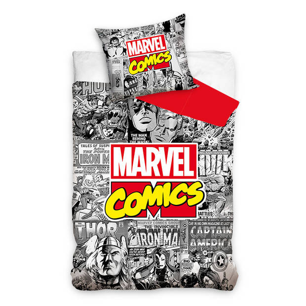 Avengers dekbedovertrek Comic - Grijs - 1-Persoons 140x200 cm