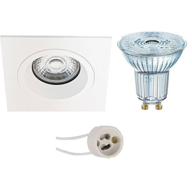 LED Spot Set - LEDVANCE Parathom PAR16 930 36D - Pragmi Rodos Pro - GU10 Fitting - Dimbaar - Inbouw Vierkant - Mat Wit -