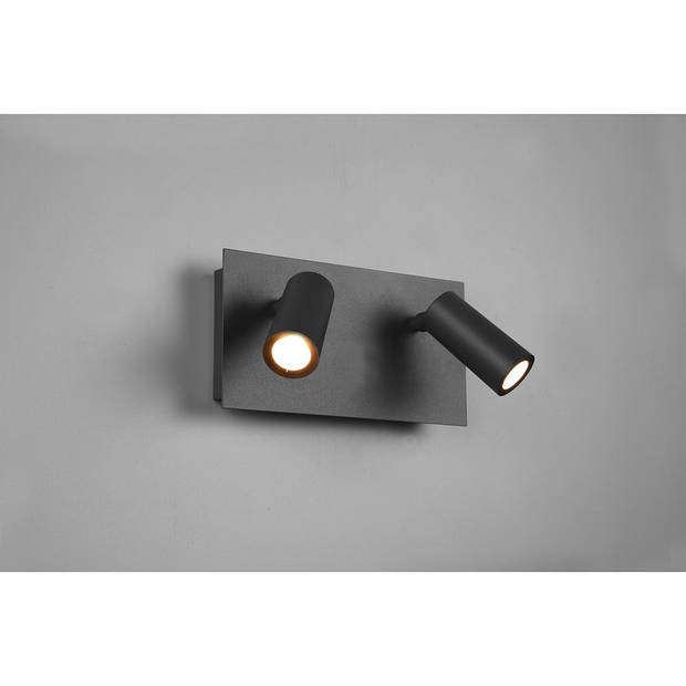 LED Tuinverlichting - Wandlamp Buitenlamp - Trion Sonei - 6W - Warm Wit 3000K - 2-lichts - Rechthoek - Mat Antraciet -