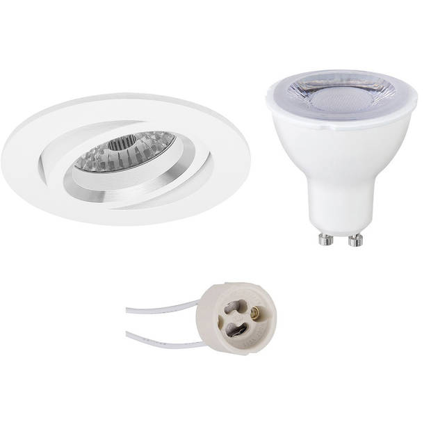 LED Spot Set - Pragmi Aerony Pro - GU10 Fitting - Dimbaar - Inbouw Rond - Mat Wit - 6W - Natuurlijk Wit 4200K -