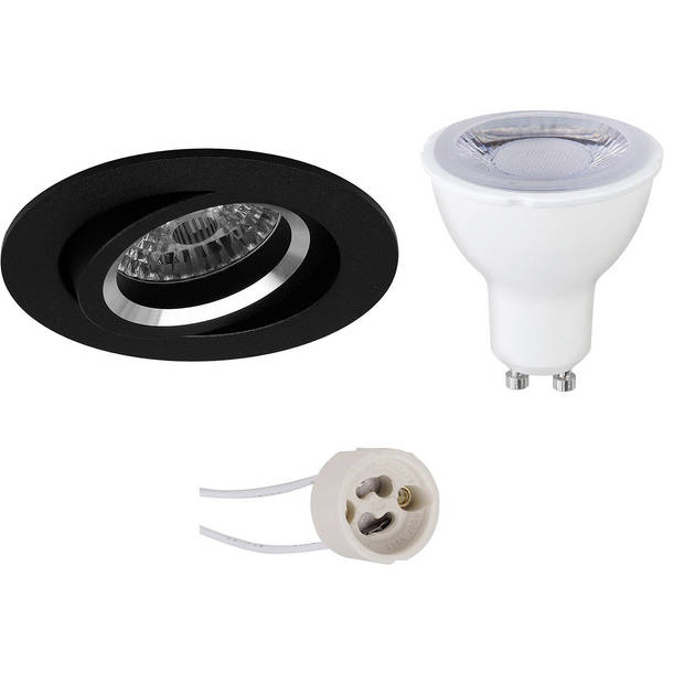 LED Spot Set - Pragmi Aerony Pro - GU10 Fitting - Dimbaar - Inbouw Rond - Mat Zwart - 6W - Natuurlijk Wit 4200K -