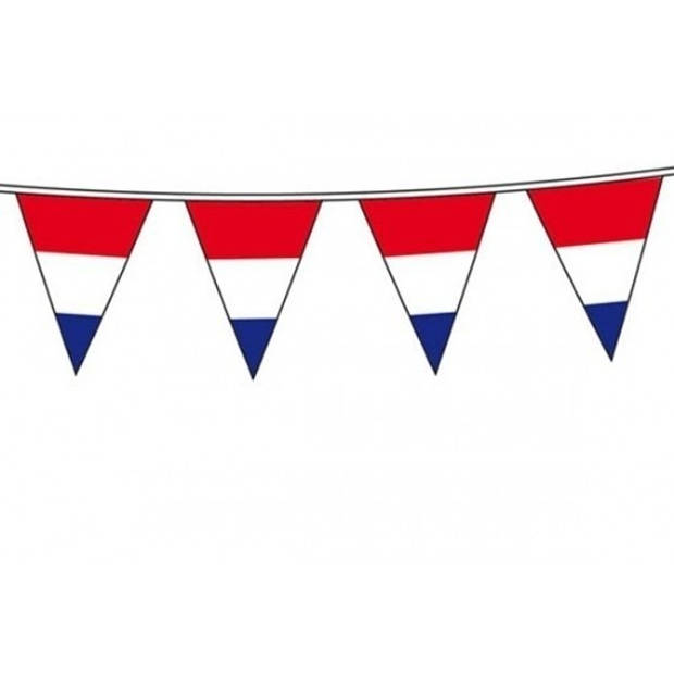 2x stuks vlaggetjes vlag kleuren rood-wit-blauw Holland plastic 10 meter - Vlaggenlijnen