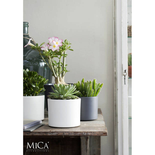 Mica Decorations Bloempot - wit - glans - keramiek - 17 x 14 cm - Plantenpotten