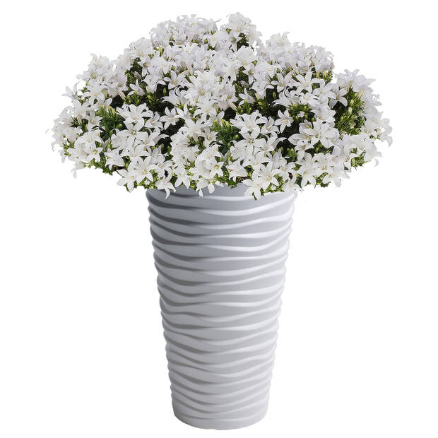 Kunststof Sand bloempot/plantenpot met binnenpot wit 39 x 75 cm - Plantenpotten