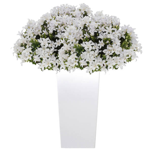 Kunststof Urbi bloempot/plantenpot met binnenpot wit 29 x 29 x 55 cm - Plantenpotten