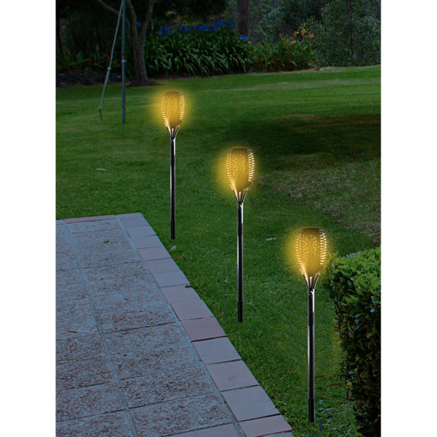 Solar tuinlamp/fakkel met vlameffect op zonne-energie 58 cm - Fakkels