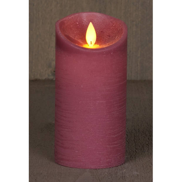 1x Antiek roze LED kaars / stompkaars met bewegende vlam 15 cm - LED kaarsen
