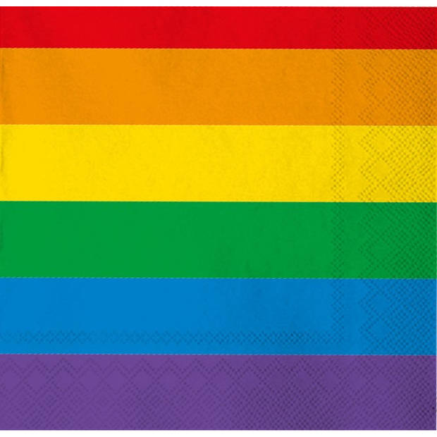 40x Regenboog thema Gay Pride versiering papieren wegwerp servetten 33 x 33 cm - Feestservetten
