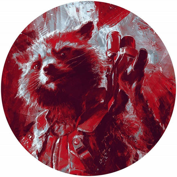 Fotobehang - Avengers Painting Rocket Raccoon 125x125cm - Rond - Vliesbehang - Zelfklevend
