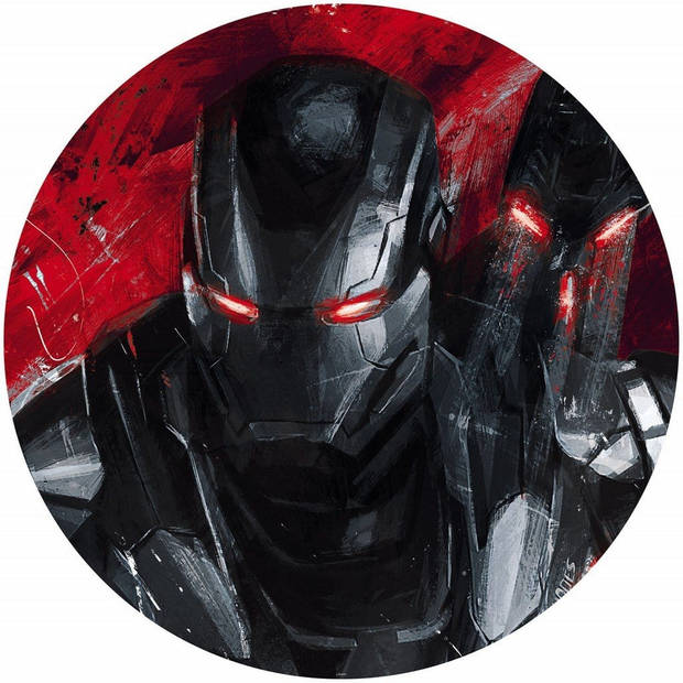 Fotobehang - Avengers Painting War-Machine 125x125cm - Rond - Vliesbehang - Zelfklevend