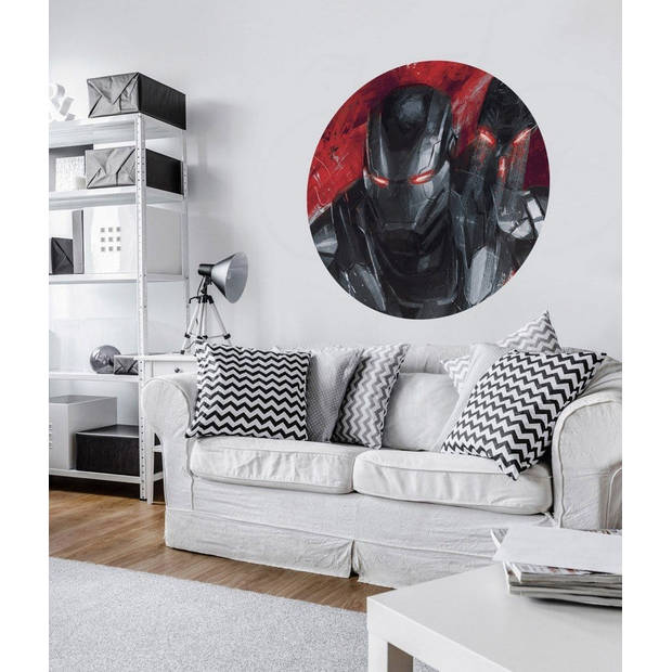 Fotobehang - Avengers Painting War-Machine 125x125cm - Rond - Vliesbehang - Zelfklevend