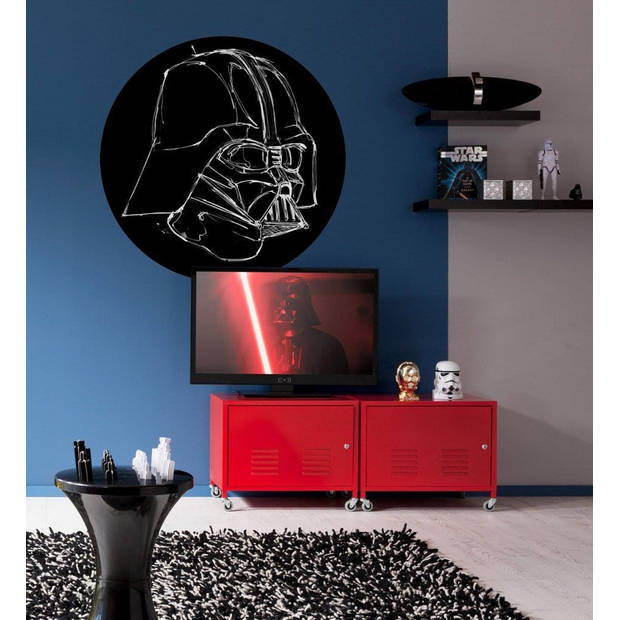 Fotobehang - Star Wars Ink Vader 125x125cm - Rond - Vliesbehang - Zelfklevend