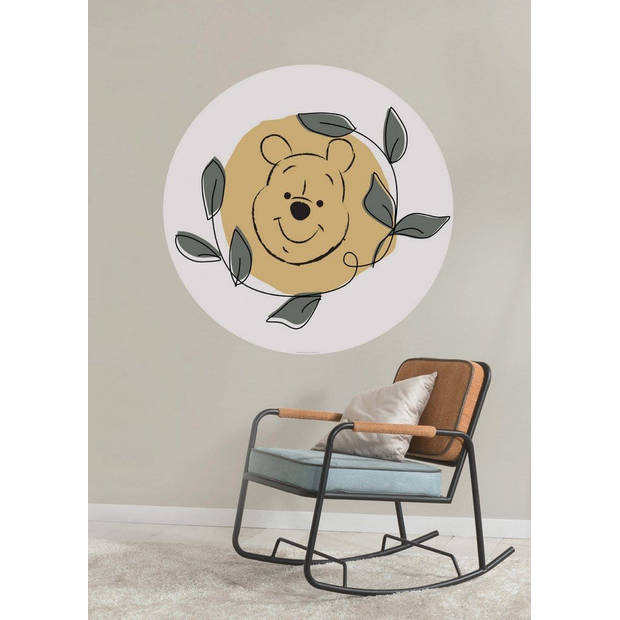 Fotobehang - Winnie Pooh Garland 125x125cm - Rond - Vliesbehang - Zelfklevend