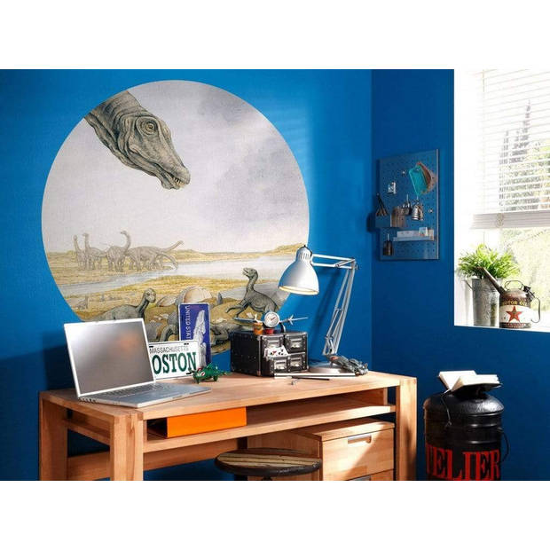 Fotobehang - Young Titanosaurs 125x125cm - Rond - Vliesbehang - Zelfklevend