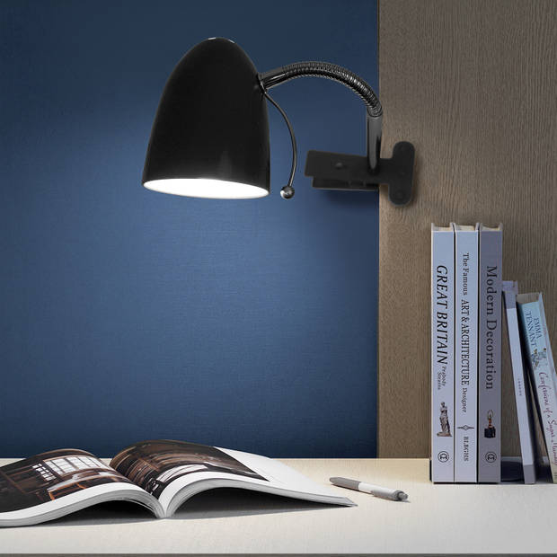 Aigostar LED klemlamp - E27 fitting - Zwart - Excl. lampje