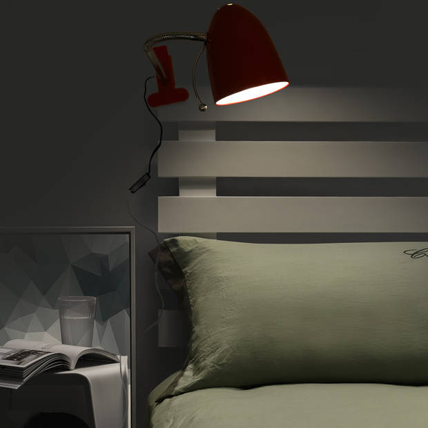 Aigostar LED klemlamp - E27 Fitting - Rood - Excl. lampje