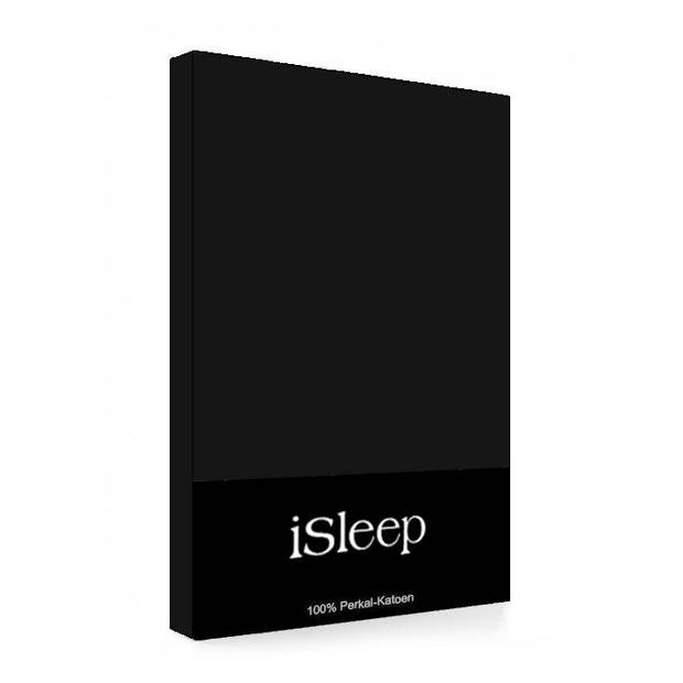 iSleep hoeslaken Perkal Katoen - Zwart - 180x210