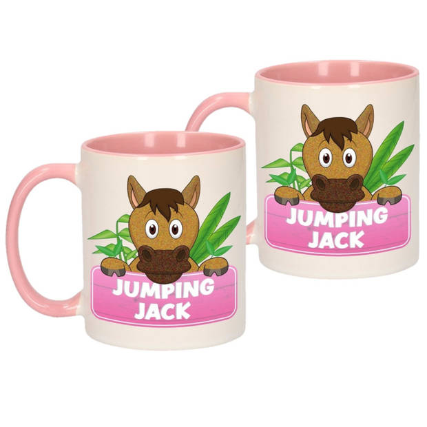 2x stuks dieren mok /paarden beker Jumping Jack 300 ml - Bekers