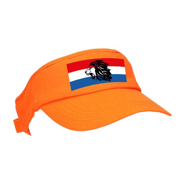 Oranje supporter / Koningsdag zonneklep / pet met Hollandse vlag en leeuw - Verkleedhoofddeksels