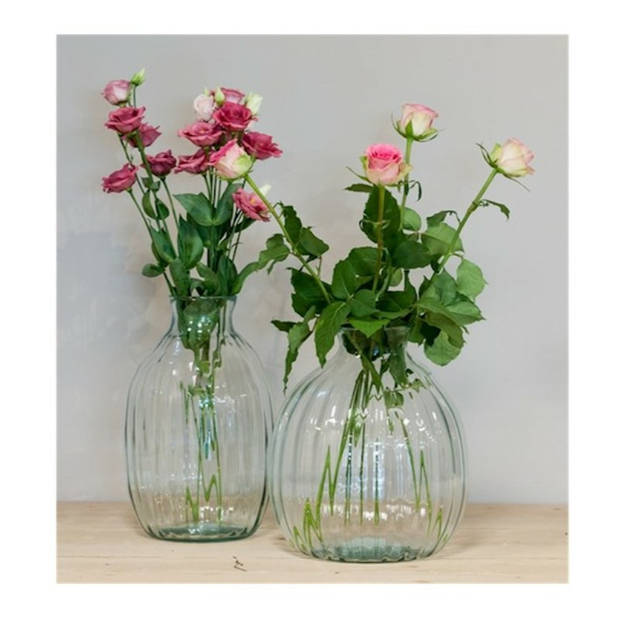 Eco bloemenvaas/vazen van glas D18 cm en H29,5 cm - Vazen