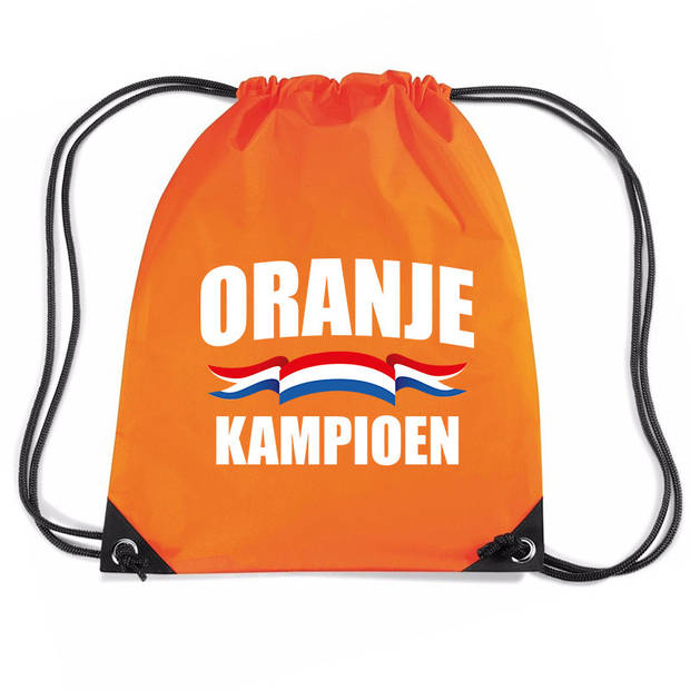 Oranje kampioen nylon supporter rugzakje/sporttas oranje - EK/ WK voetbal / Koningsdag - Gymtasje - zwemtasje