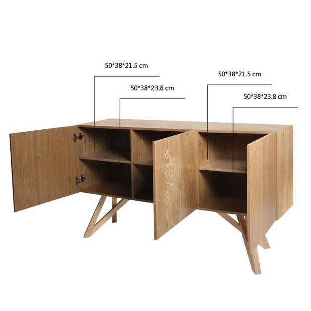 SAWYER Buffet 3 deuren - Natuurlijk hout - L 160 x D 42 x H 85 cm