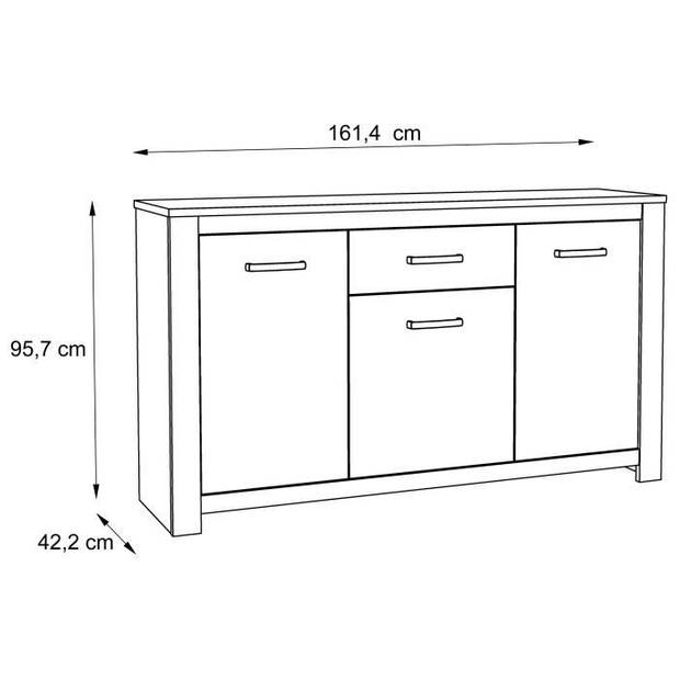 HAVANNA Klassiek landelijk dressoir van laag eikenhout - L 161 cm