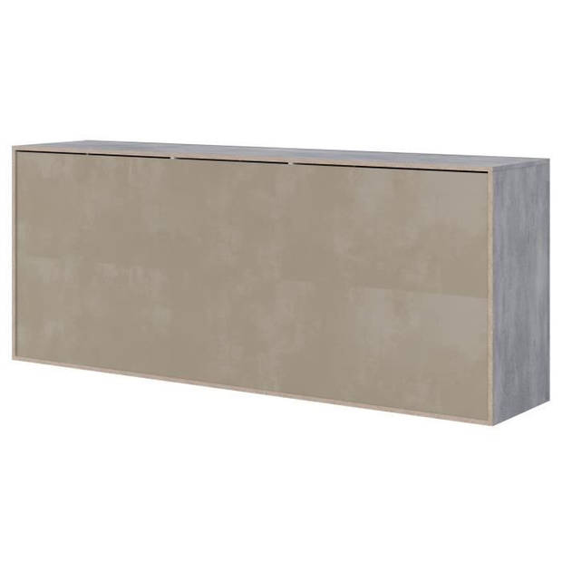 STONE Buffet 4 deuren 3 laden - Beton en wit decor - L 206 x D 45 x H 83,4 cm