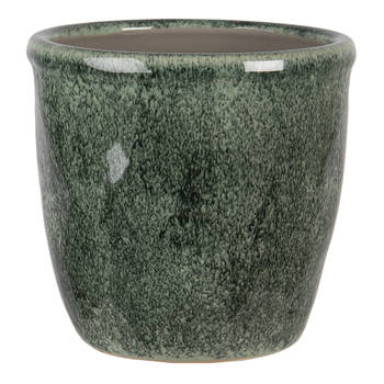 Clayre & Eef Bloempot Ø 16x15 cm Groen Keramiek Rond Bloempot binnen Groen Bloempot binnen