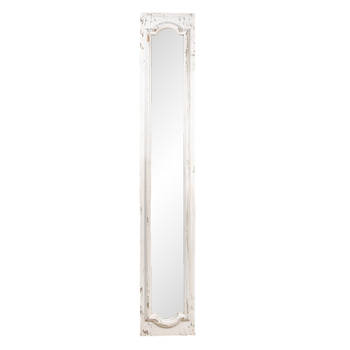 Clayre & Eef Wandspiegel 30*4*176 cm Wit Hout/ glas Grote Spiegel Muur