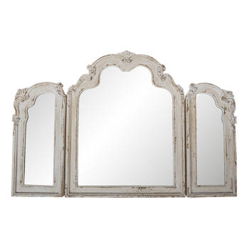 Clayre & Eef Wandspiegel 66*3*84 cm Wit Hout/ glas Grote Spiegel Muur