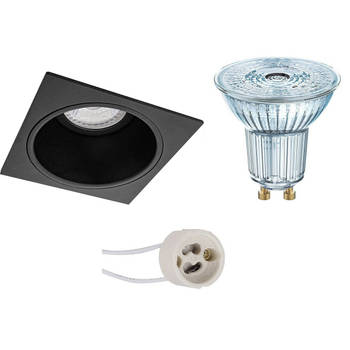 LED Spot Set - LEDVANCE Parathom PAR16 930 36D - Pragmi Minko Pro - GU10 Fitting - Dimbaar - Inbouw Vierkant - Mat Zwart