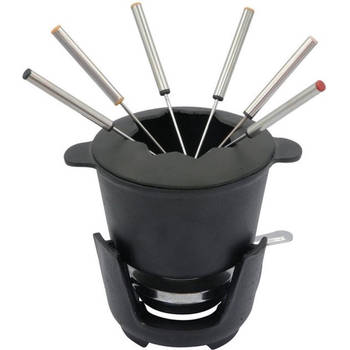 Top Choice - Gietijzeren fondue set met vorken - 6 persoons - 17 x 10 cm
