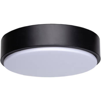 LED Plafondlamp - Aigi Santi - Opbouw Rond 12W - Warm Wit 3000K - Mat Zwart Aluminium