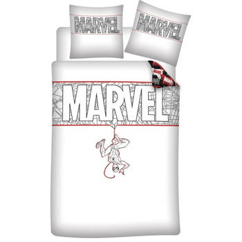 Marvel dekbedovertrek Spider-Man 140x200 cm katoen wit/grijs