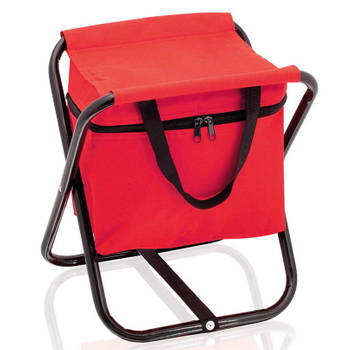 Opvouwbare stoel met koeltas rood 26 x 34 x 32 cm - Koeltas