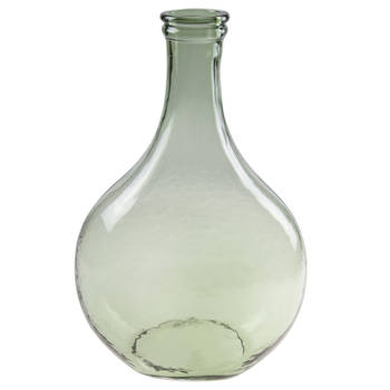 Fles bloemenvaas/vazen van glas in het groen H34 x D21.5/11 cm - Vazen